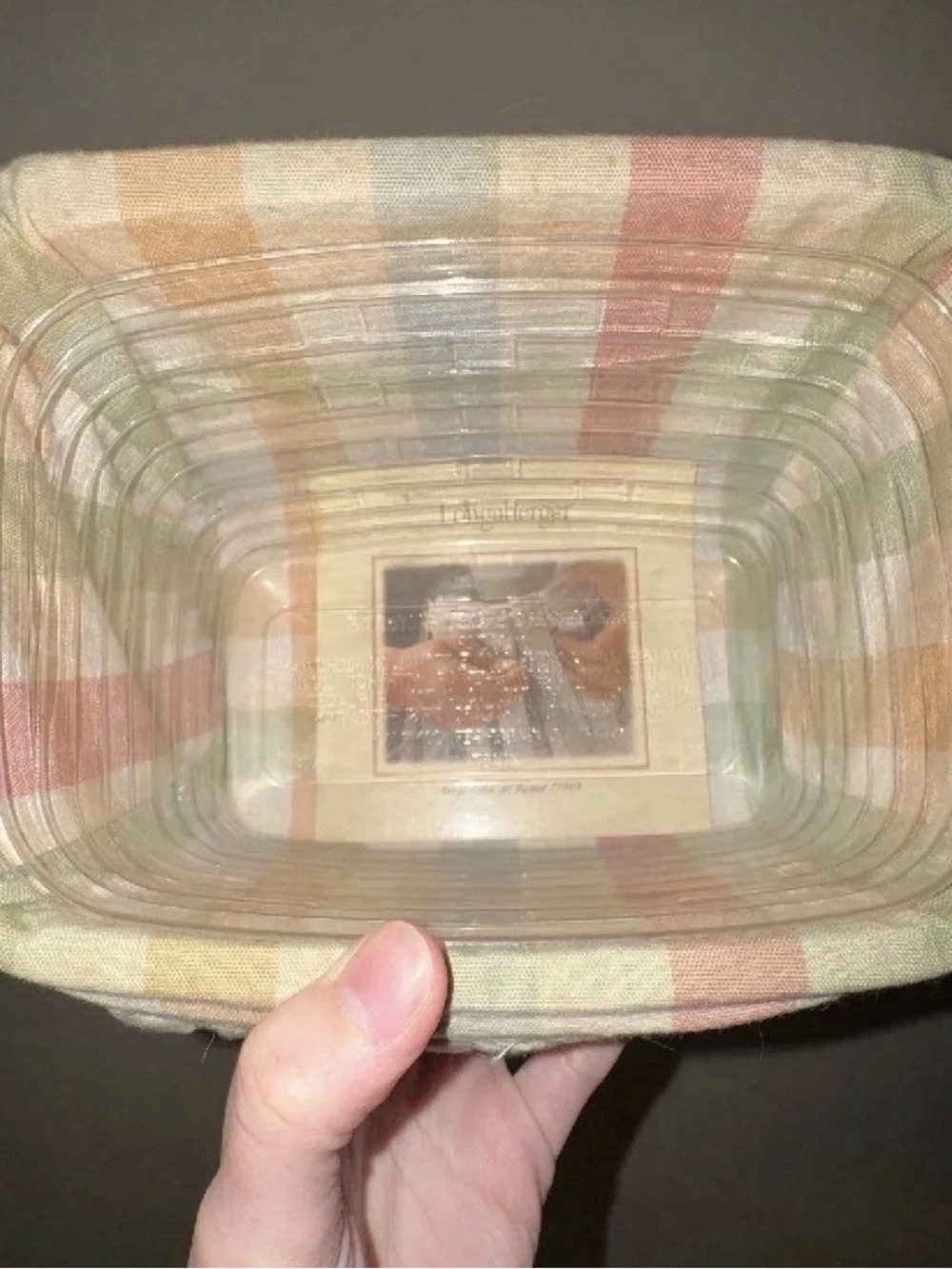 Longaberger Handwoven Wood Storage Basket Square with Fabric Liner & Protector - Picture 2 of 3